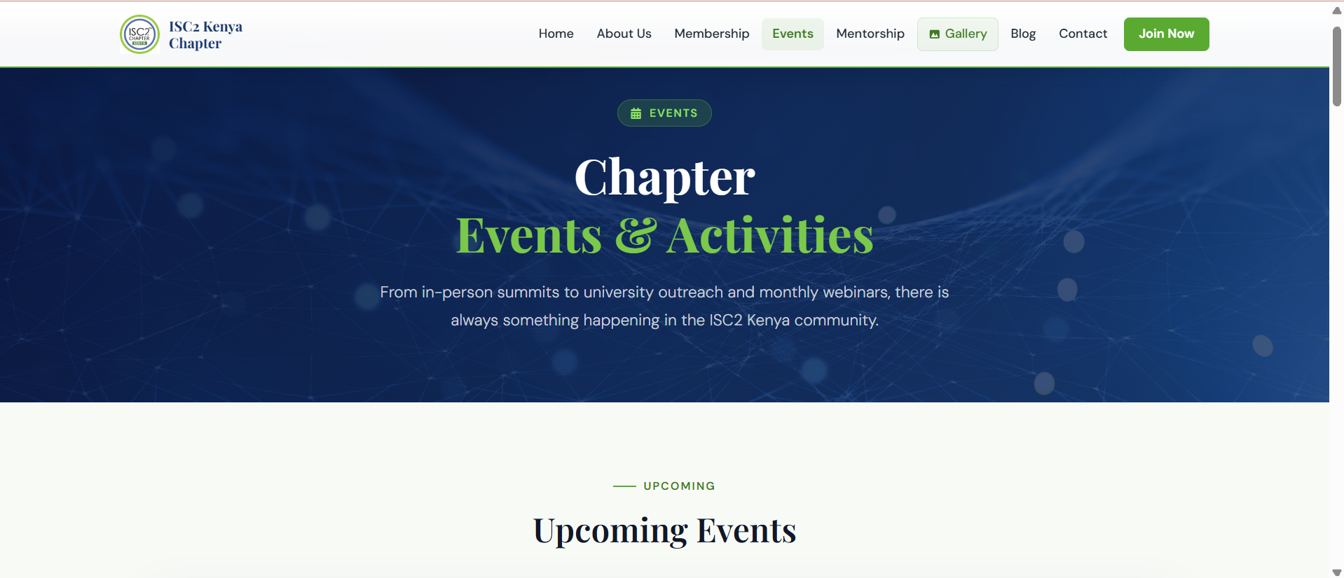 ISC2 Kenya Chapter - Organisation Website designed and developed by DevNovaTech Nairobi Kenya