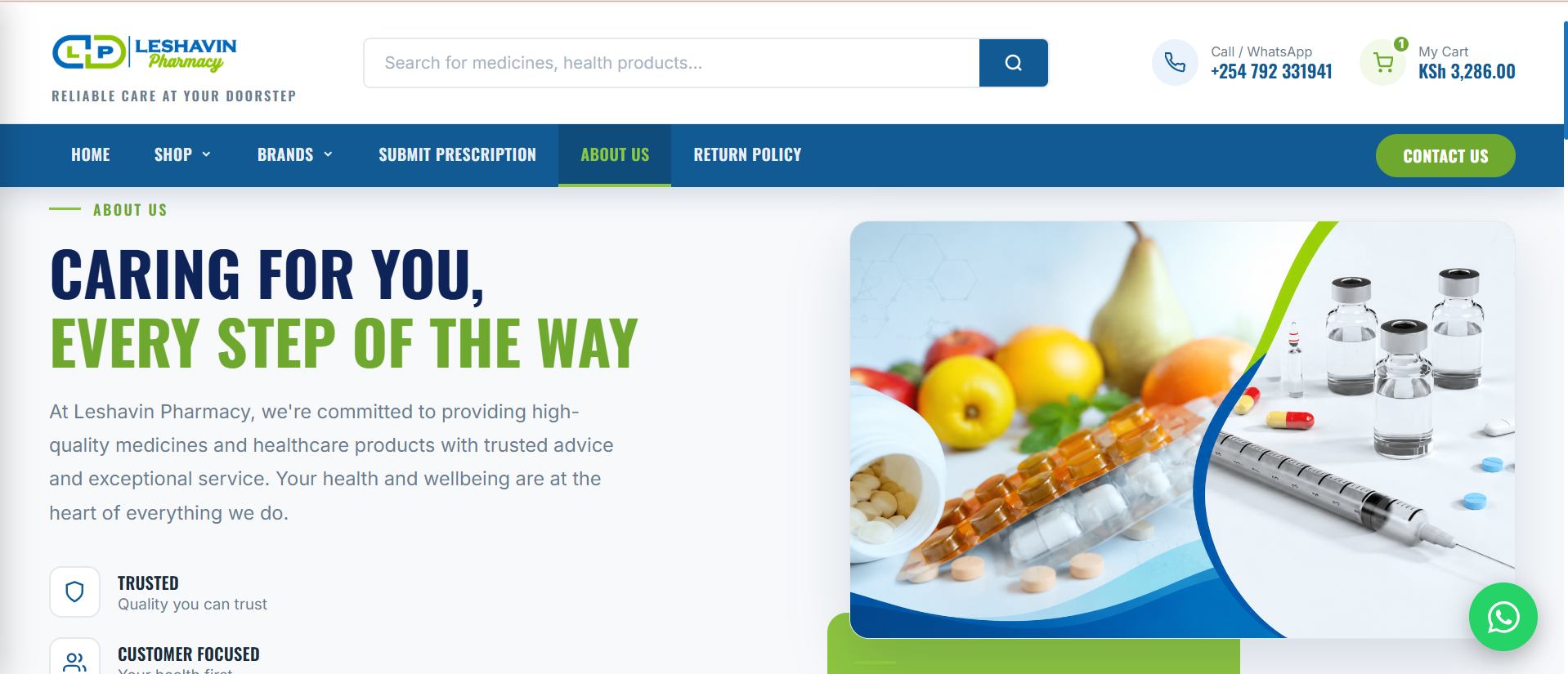 Leshavin Pharmacy - Pharmacy Ecommerce Website built by DevNovaTech, WordPress development Kenya