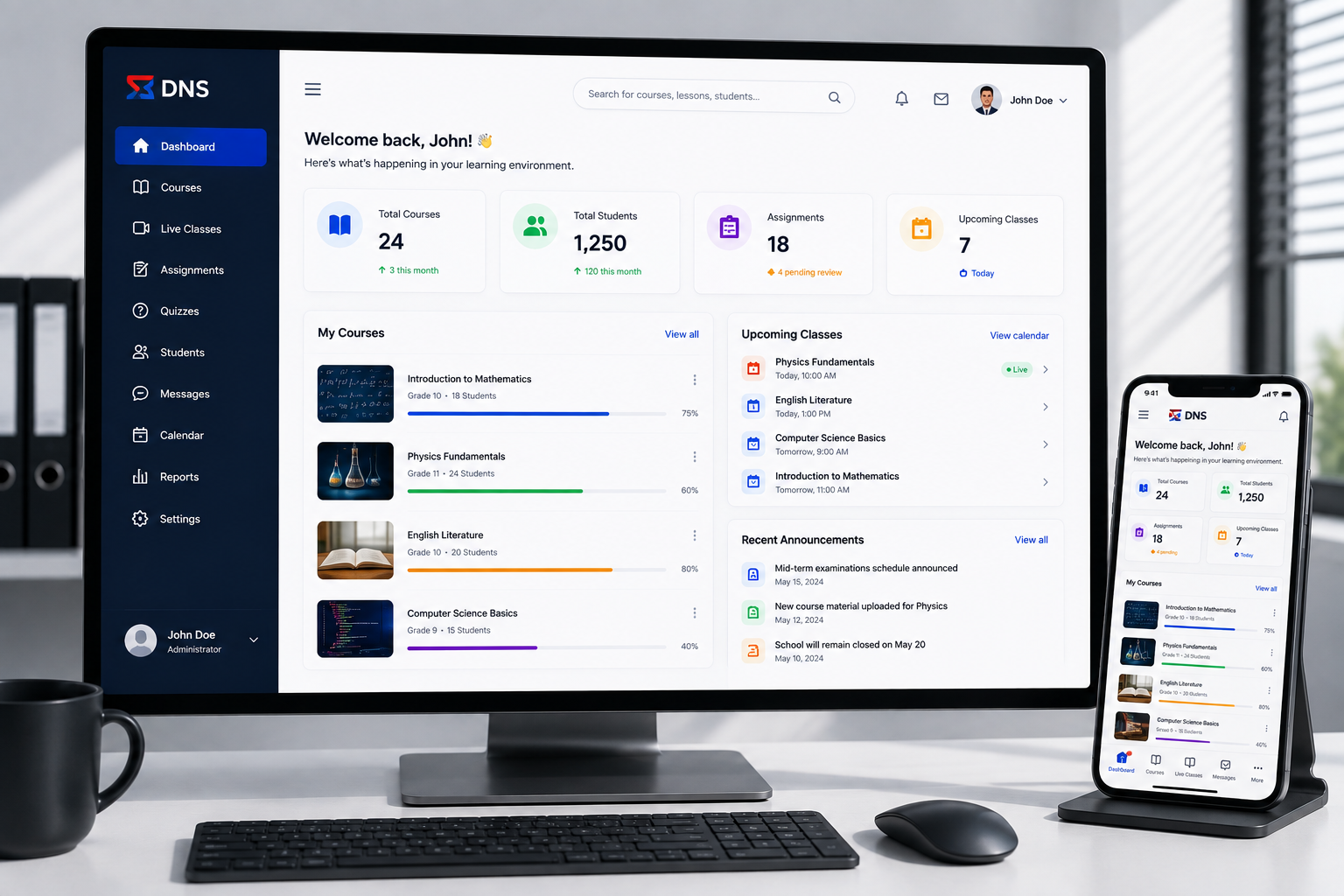 Custom learning management system software for a Nairobi Kenya institution, built by DevNovaTech