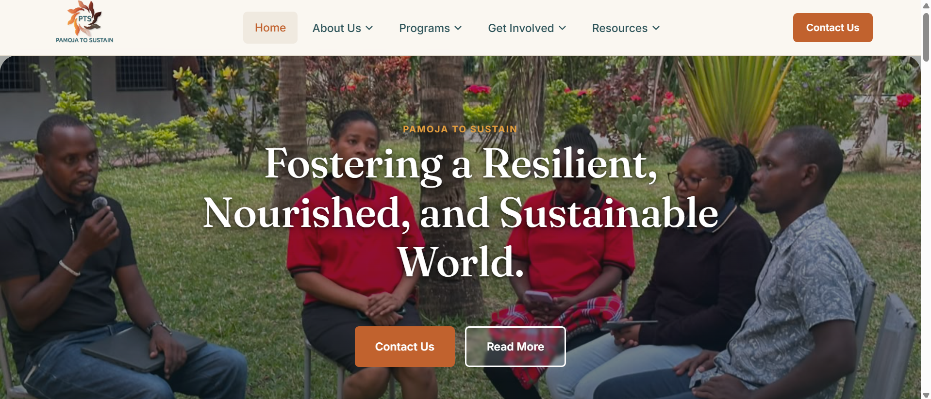 Pamoja2Sustain - NGO Website designed and developed by DevNovaTech Nairobi